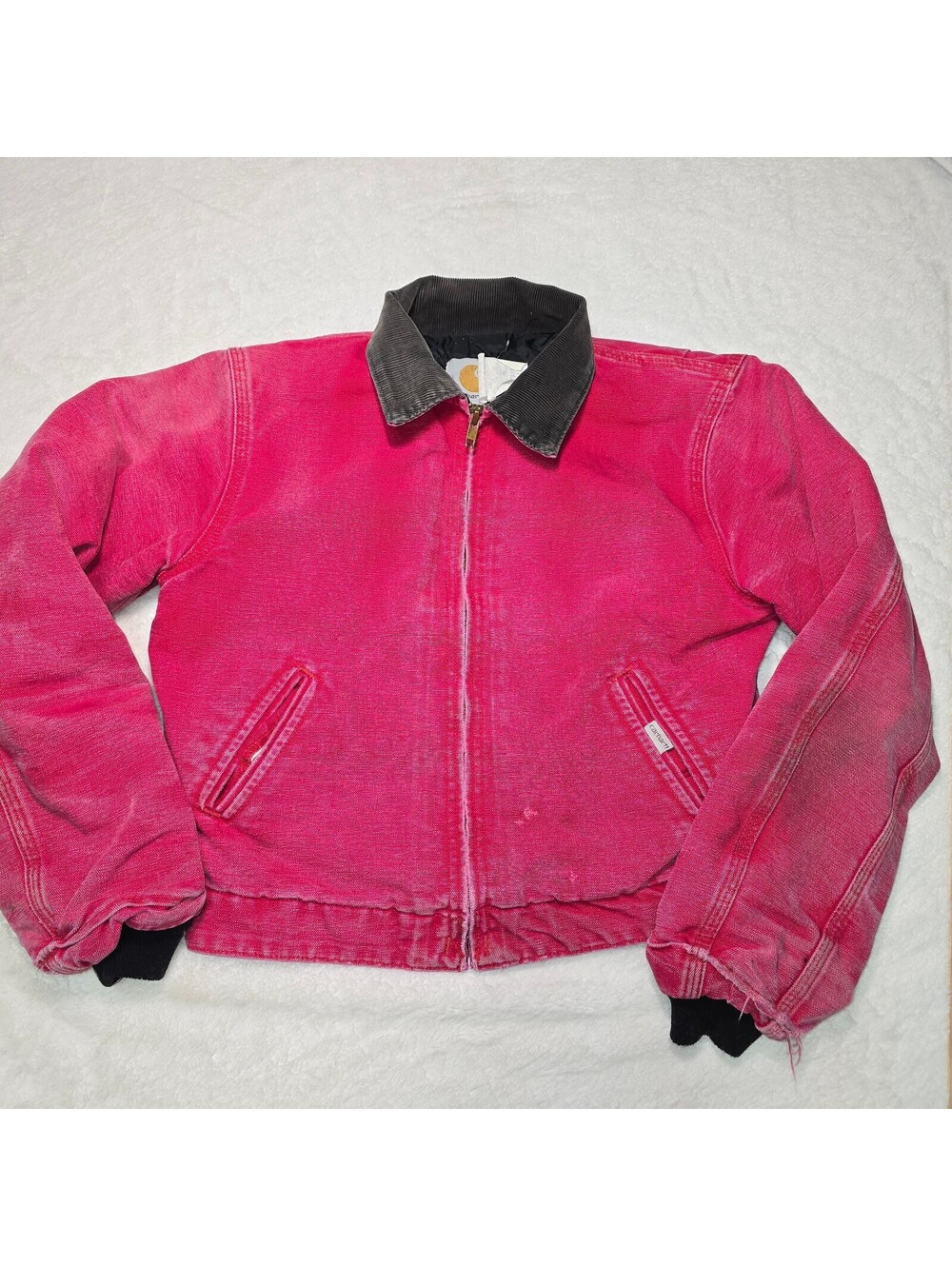 Vtg 90s Carhartt J0600 Pink Santa Fe Jacket Youth L Fits Cropped Adult XS Faded